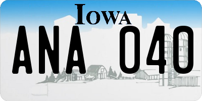 IA license plate ANA040
