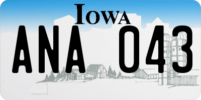 IA license plate ANA043