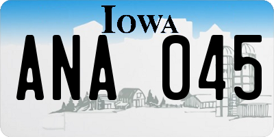 IA license plate ANA045