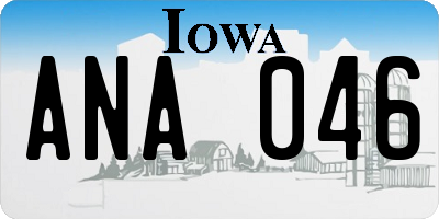 IA license plate ANA046