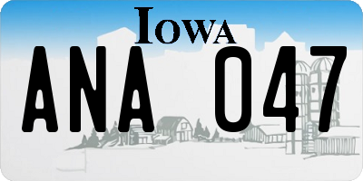 IA license plate ANA047