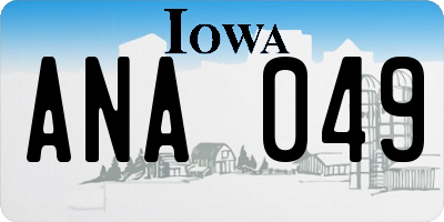 IA license plate ANA049