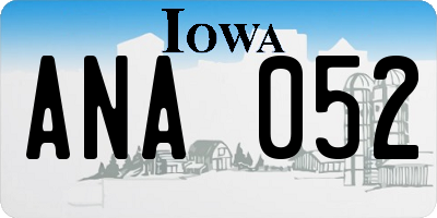 IA license plate ANA052