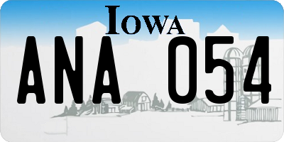 IA license plate ANA054