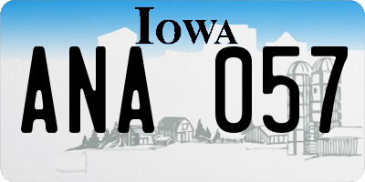 IA license plate ANA057