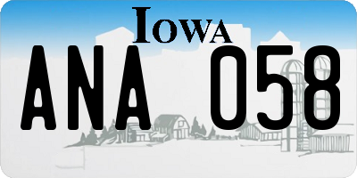 IA license plate ANA058