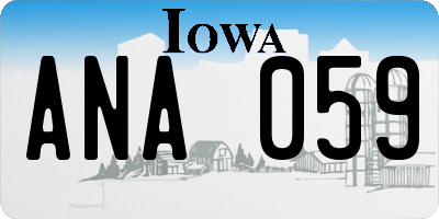 IA license plate ANA059