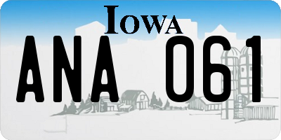 IA license plate ANA061