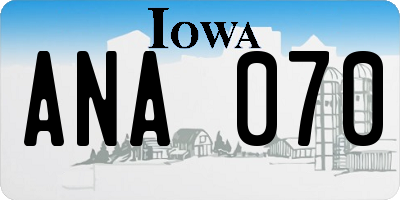 IA license plate ANA070