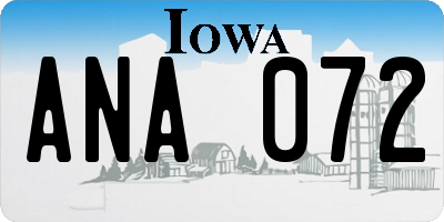 IA license plate ANA072