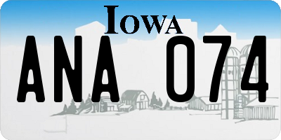 IA license plate ANA074