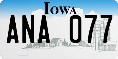 IA license plate ANA077