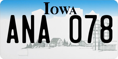 IA license plate ANA078