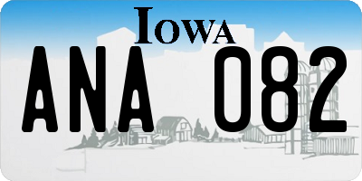 IA license plate ANA082