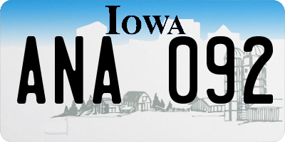 IA license plate ANA092