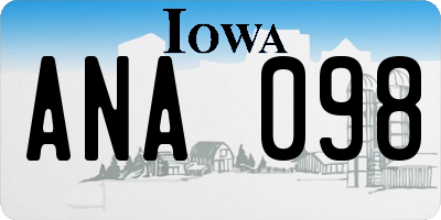 IA license plate ANA098