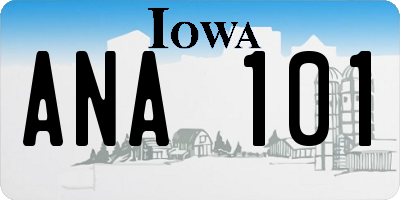 IA license plate ANA101