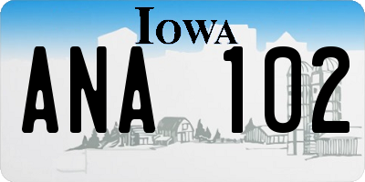 IA license plate ANA102