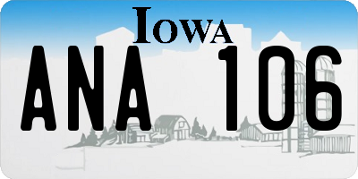 IA license plate ANA106