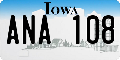 IA license plate ANA108