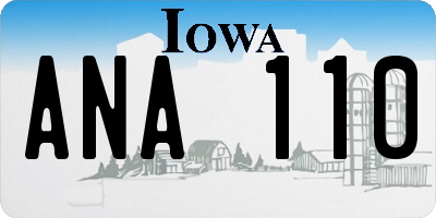 IA license plate ANA110
