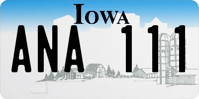IA license plate ANA111
