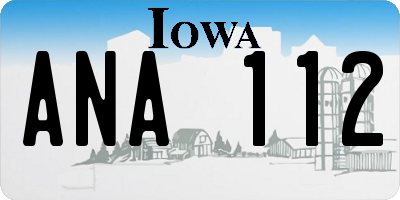 IA license plate ANA112