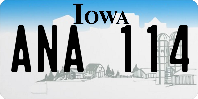 IA license plate ANA114