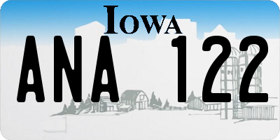 IA license plate ANA122