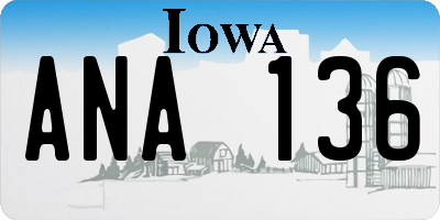 IA license plate ANA136