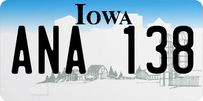 IA license plate ANA138