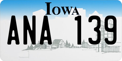 IA license plate ANA139