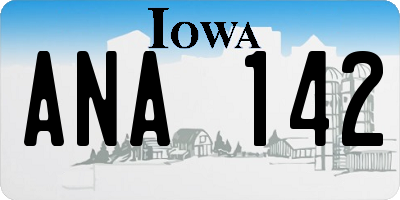IA license plate ANA142