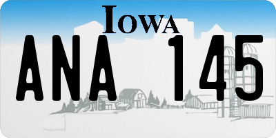 IA license plate ANA145