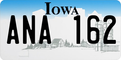 IA license plate ANA162