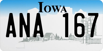 IA license plate ANA167