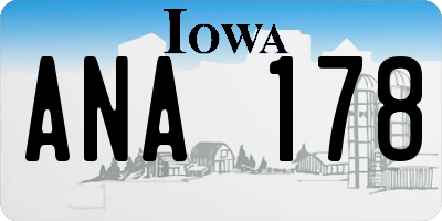 IA license plate ANA178
