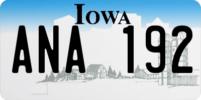 IA license plate ANA192
