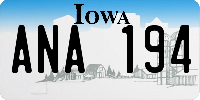 IA license plate ANA194