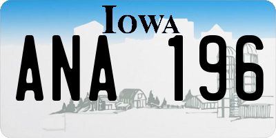 IA license plate ANA196