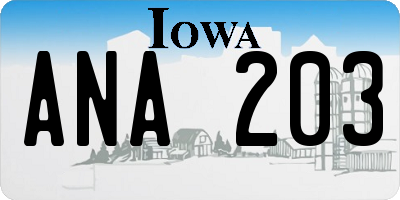 IA license plate ANA203