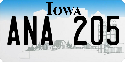 IA license plate ANA205