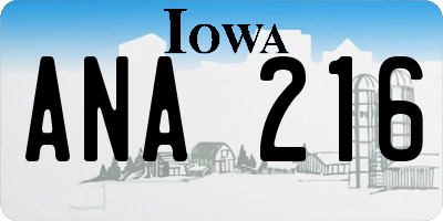 IA license plate ANA216