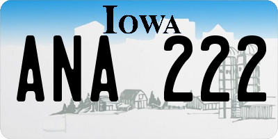 IA license plate ANA222