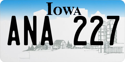 IA license plate ANA227
