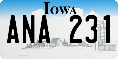 IA license plate ANA231