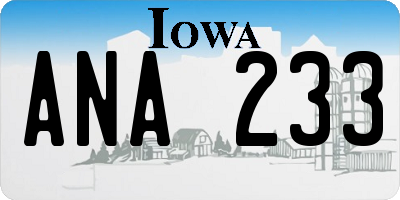 IA license plate ANA233
