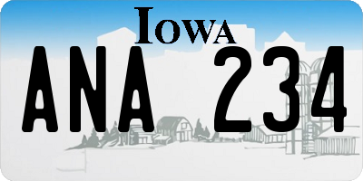 IA license plate ANA234