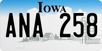IA license plate ANA258