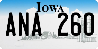 IA license plate ANA260